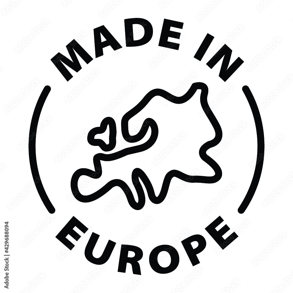 Wall mural made in europe black outline label icon on transparent background