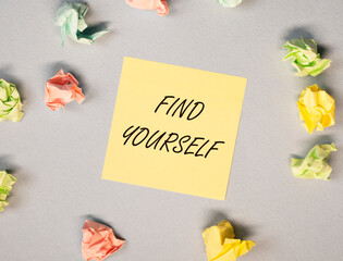 Find yourself concept. Searchina and creating your self text.