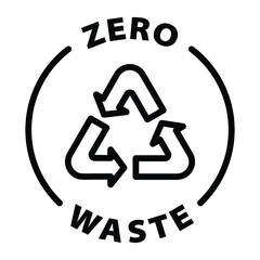 zero waste black outline label icon on transparent background