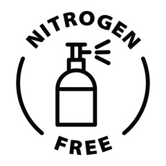 nitrogen free black outline label icon on transparent background