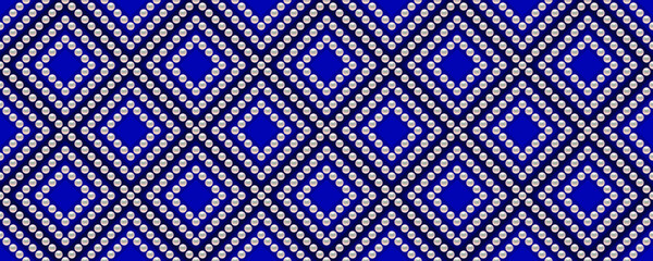 Blue luxury background with small pearls and rhombuses. Seamless vector illustration. 