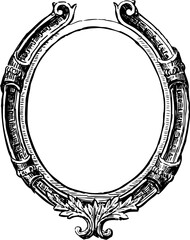 Freehand drawing of vintage decorative oval frame