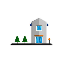 vector illustration of house decorated with garden elements