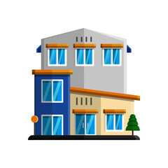 vector illustration of house decorated with tree elements