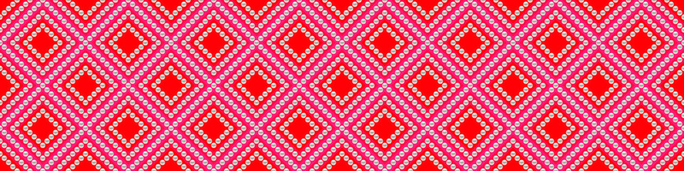 Red luxury background with small pearls and rhombuses. Seamless vector illustration. 