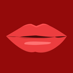red lips on dark red background