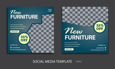 Set of Editable minimal square banner template. for promotion furniture . Suitable for social media post and web internet ads. Vector illustration with photo college