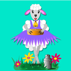 sheep with a flower