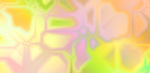 Layers of colorful and vibrant geometrical shapes. Digital illustration of a tech layout. Futuristic design template.