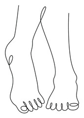 Silhouettes of human legs, foot in modern one line style. Continuous line drawing, aesthetic outline for home decor, posters, wall art, stickers, logo. Vector illustration.