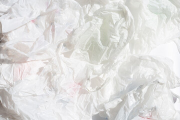 White Crumpled  plastic bag background.