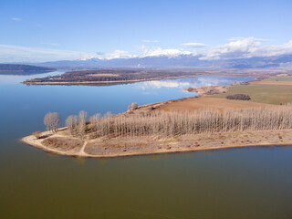 Obraz premium Aerial view of Koprinka Reservoir, Bulgaria