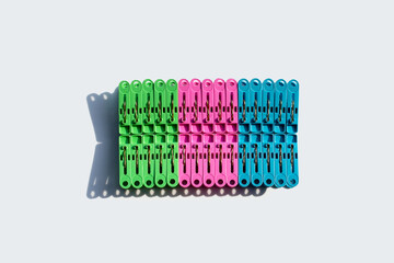 Plastic clothespin on white background.
