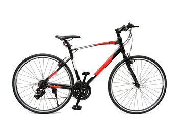 Tourist hybrid bike on white background