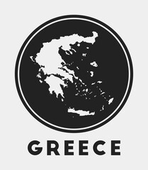 Greece icon. Round logo with country map and title. Stylish Greece badge with map. Vector illustration.