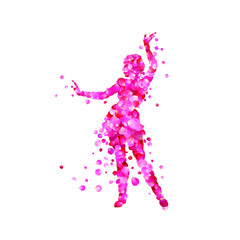 Obraz premium Oriental belly dancer woman silhouette made of pink petals