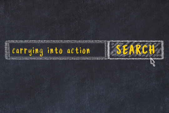 Search engine concept. Looking for carrying into action. Simple chalk sketch and inscription