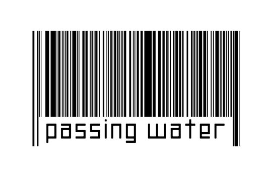 Digitalization Concept. Barcode Of Black Horizontal Lines With Inscription Passing Water