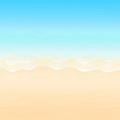 Vector illustration. Ocean from above. Banner, site, poster template. Paradise beach with waves.