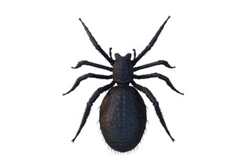3D illustration of a giant monster spider viewed from above isolated on white.
