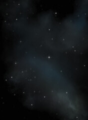 Star field in galaxy space with colorful nebula. Sci fi background of deep space. Ethereal wallpaper.