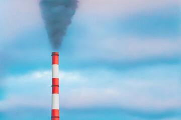 Environmental pollution, environmental problem, smoke from the pipe of an industrial plant or...