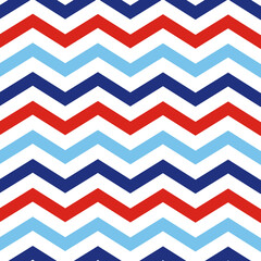Geometric chevron seamless pattern. Nautical Red, and Blue Zig Zag Textured Fabric Background. Marine illustration. Geometric texture for baby shower, scrapbooking.