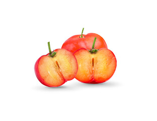 Fresh cherries on a white background