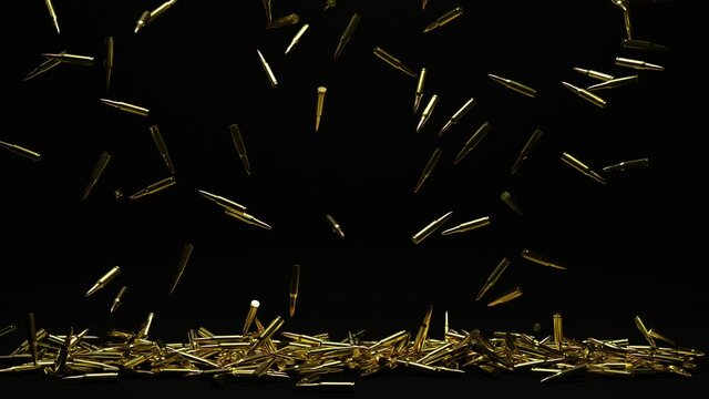 Realistic 3D Rendered Grendel Bullets Falling On Floor Into A Pile