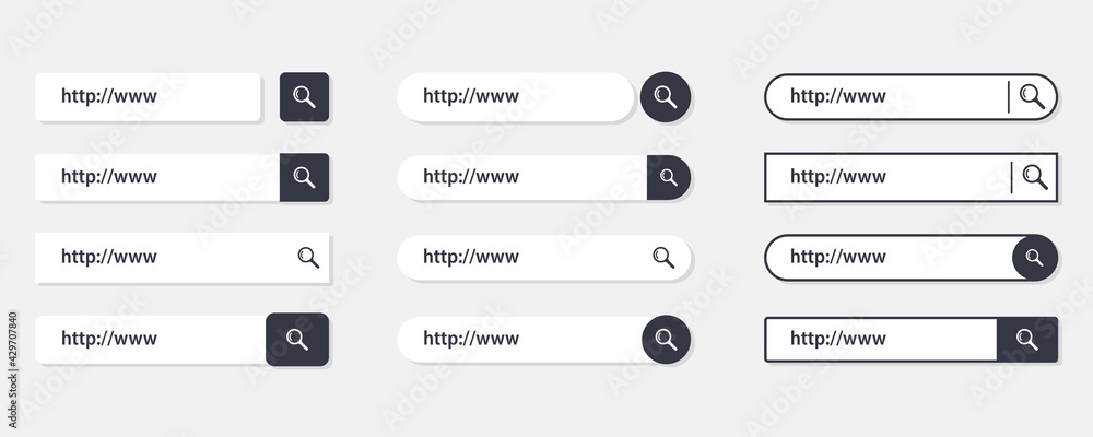 Leinwandbilder Search Bar for ui, app, design and web site. Www search boxes template vector set. Searching panel.Search Address and navigation bar. Collection of search form templates for websites