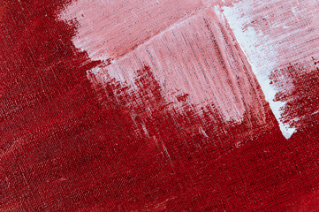 abstract creative background: white and red blurred stains of colored primer when toning the...