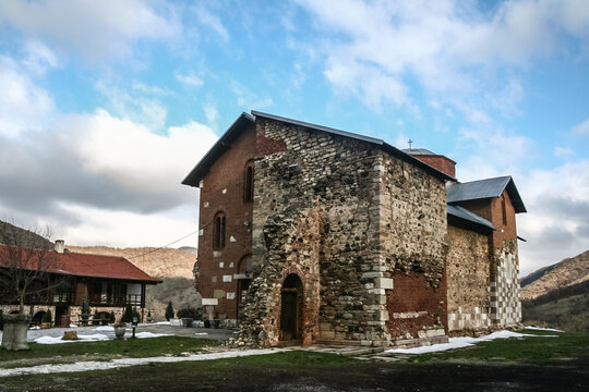 Main church and chapel of the manastir Banjska decani monastery in Zvecan, Kosovo. It is one of the main serbian orthodox monasteries in Kosovo and a major dispute between serbs and albanians