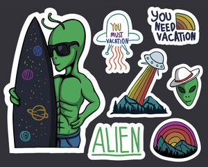 Alien Stickers vector illustration