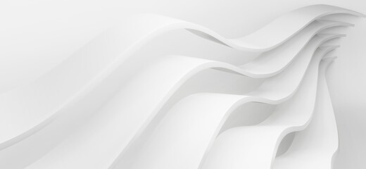 Abstract white Architecture Background.  3d render. Modern Geometric Wallpaper. Futuristic Technology Design