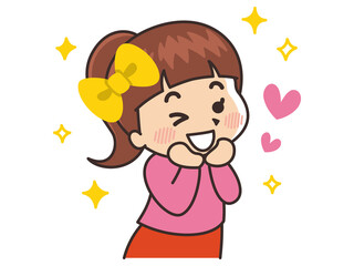 笑顔の可愛い女の子がウインクしている