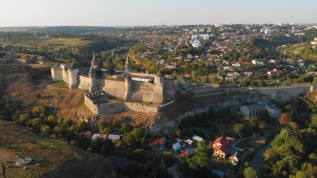 Kamianets Podilskyi Castle from an Aerial Perspective