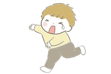大泣きしながら逃げる男の子
