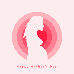 happy mothers day card with pregnant women silhouette