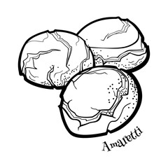 Amaretti traditional Italian dessert. Colorful illustration in cartoon style.