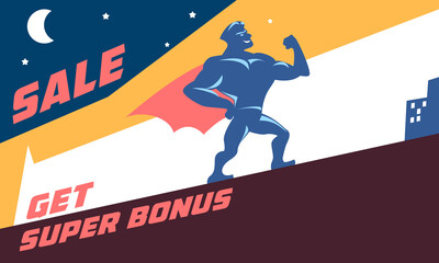 retro hero super sale promotion banner