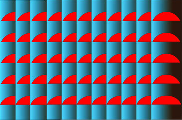 Smooth circles and squares  designed in light blue and red colours
