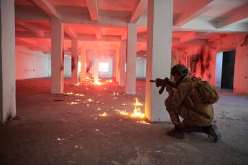 military troops in action urban environment