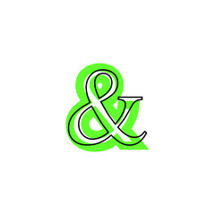 letter & icon with black border in green silhouette, environmentally sustainable style