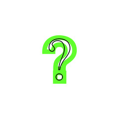 question symbol with black border on green background, environmentally sustainable style