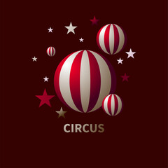 Element for circus poster with striped sphere