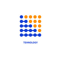 Digital logo technologies. Geometric business vector icon