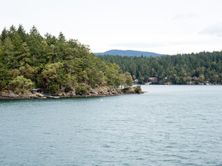 Fototapeta na wymiar Scenic view from abord a ferry from Friday Harbor to Orcas Island - San Juan Islands, WA, USA