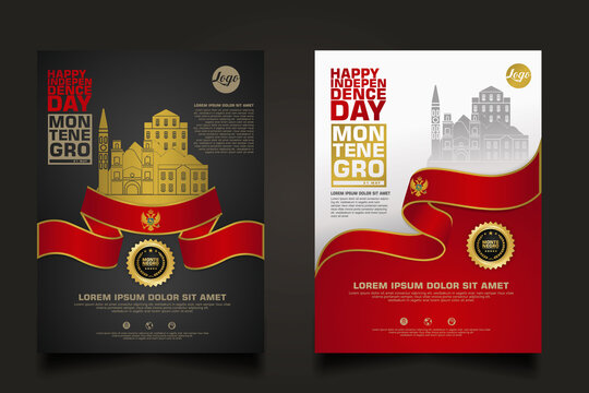 Set poster promotions Montenegro happy Independence Day background template