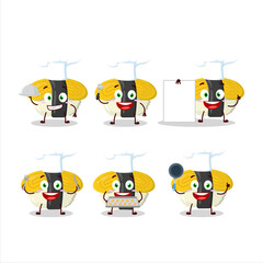 Obraz premium Cartoon character of tamago sushi with various chef emoticons