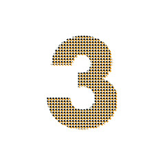 number three symbol, warning dots texture